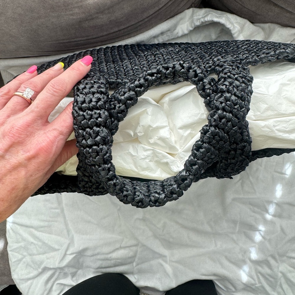 Prada Large Black and White Crochet Handbag - Picture 5 of 9